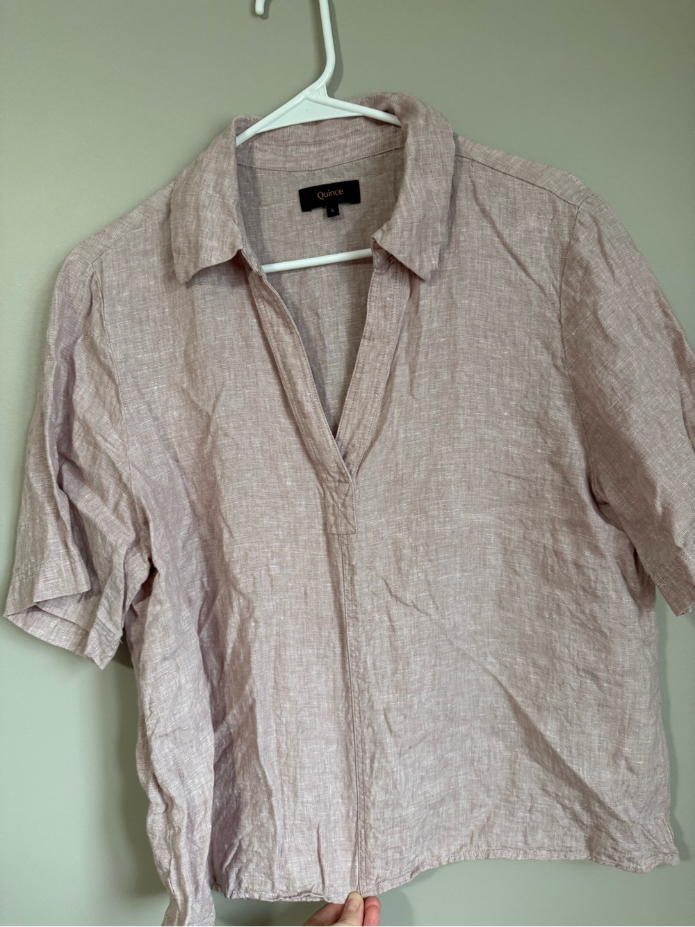 Quince Women’s 100% European Linen Short Sleeve Popover Top Size Large